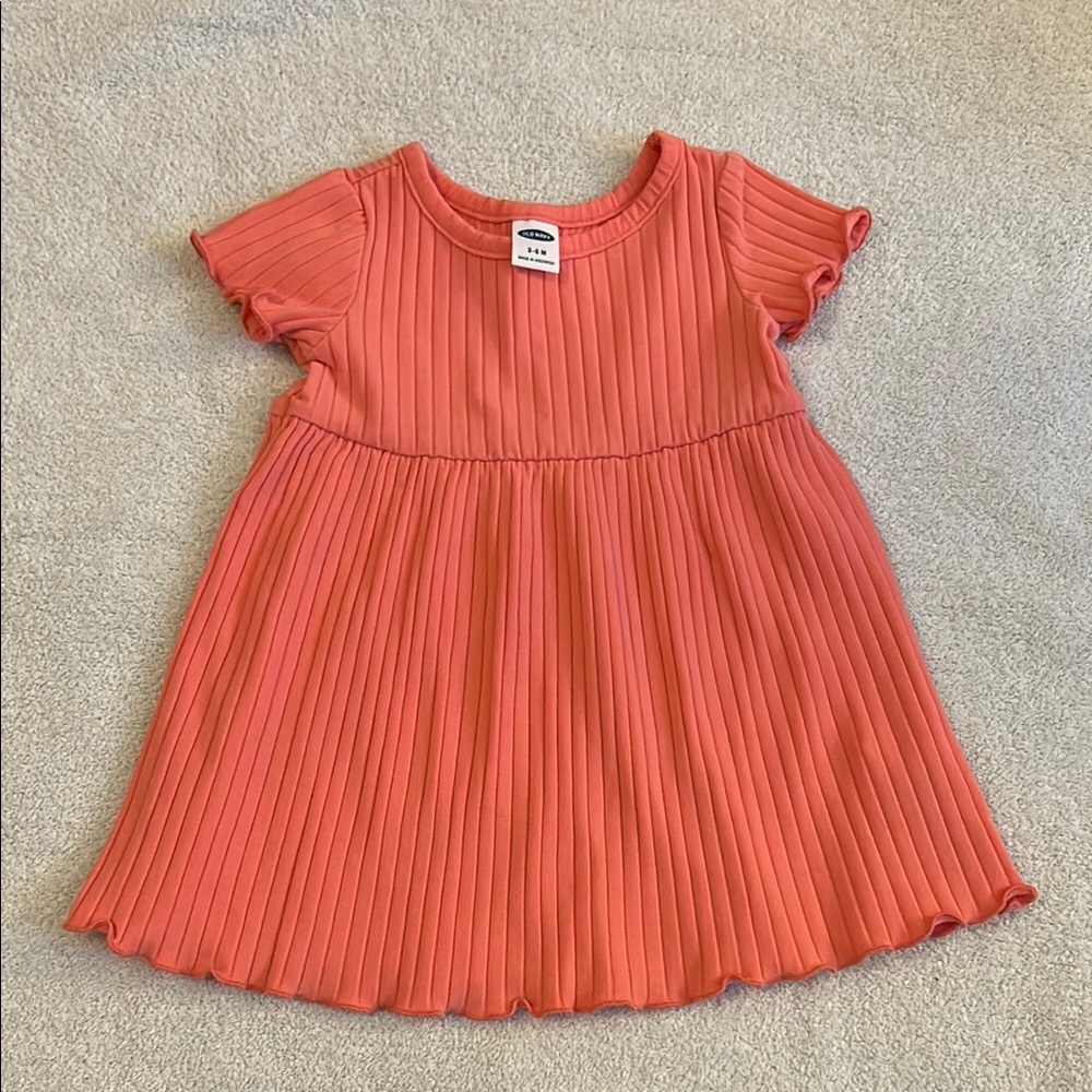 Coral Ribbed Baby Girl Dress